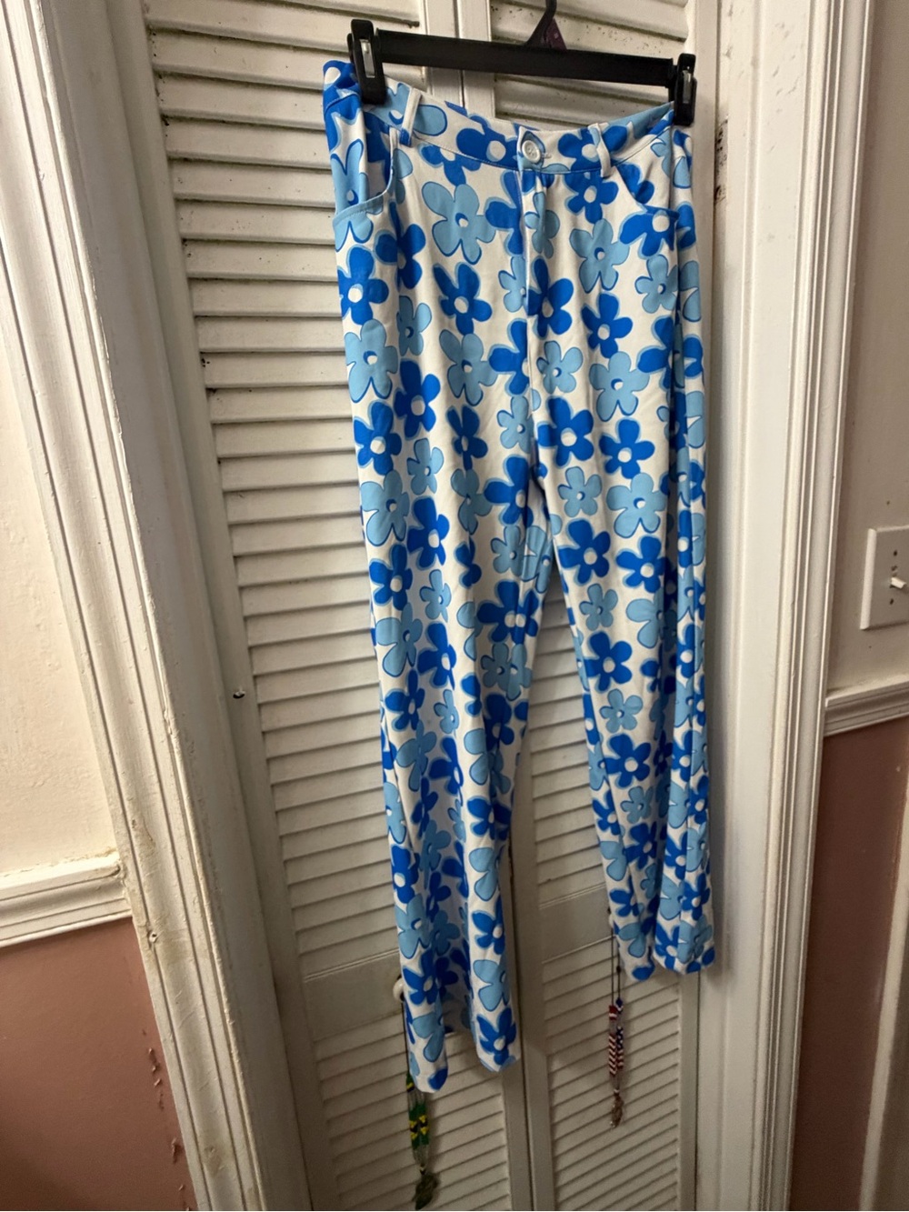 Stretchy floral blue bottoms.